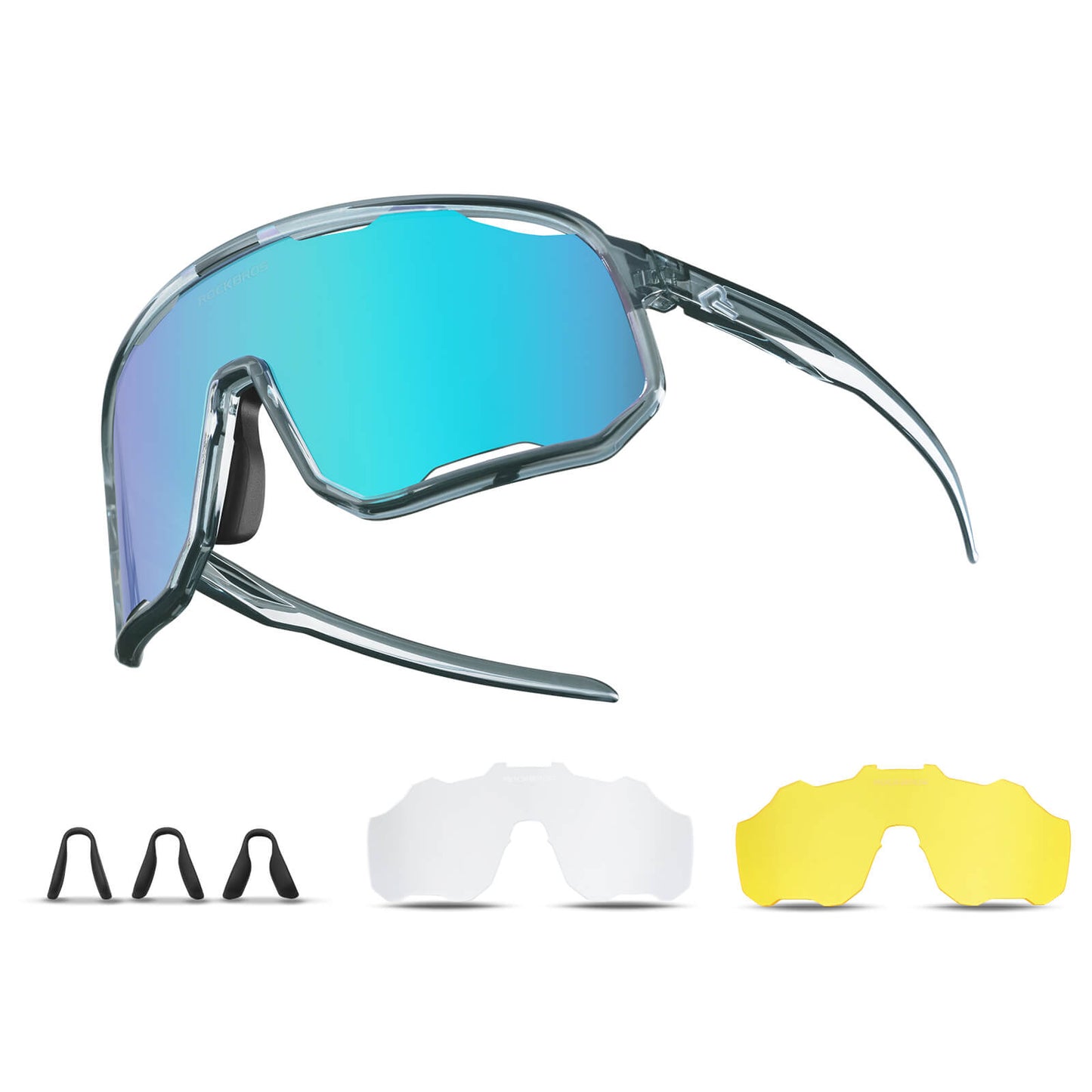 Cycling glasses, polarized sunglasses, UV protection, interchangeable nose pads, women's/men's, ROCKBROS