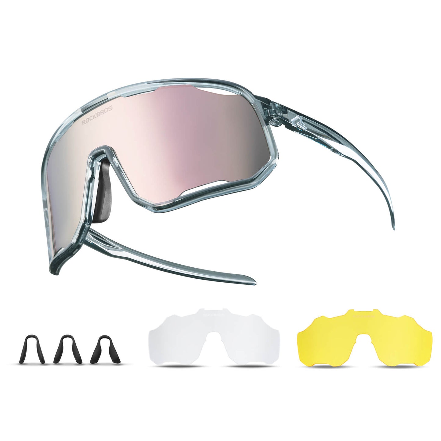 Cycling glasses, polarized sunglasses, UV protection, interchangeable nose pads, women's/men's, ROCKBROS