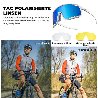 Cycling glasses, polarized sunglasses, UV protection, interchangeable nose pads, women's/men's, ROCKBROS