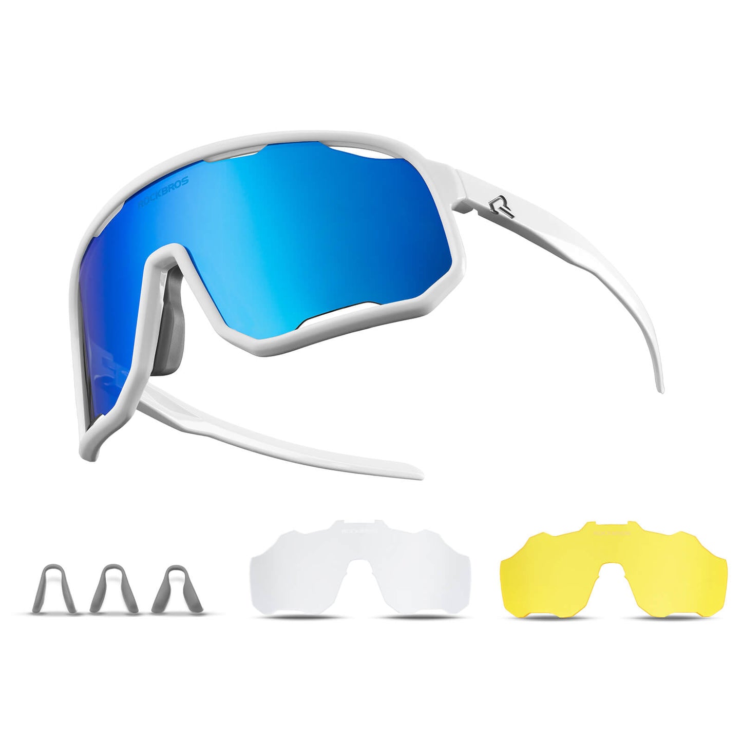Cycling glasses, polarized sunglasses, UV protection, interchangeable nose pads, women's/men's, ROCKBROS