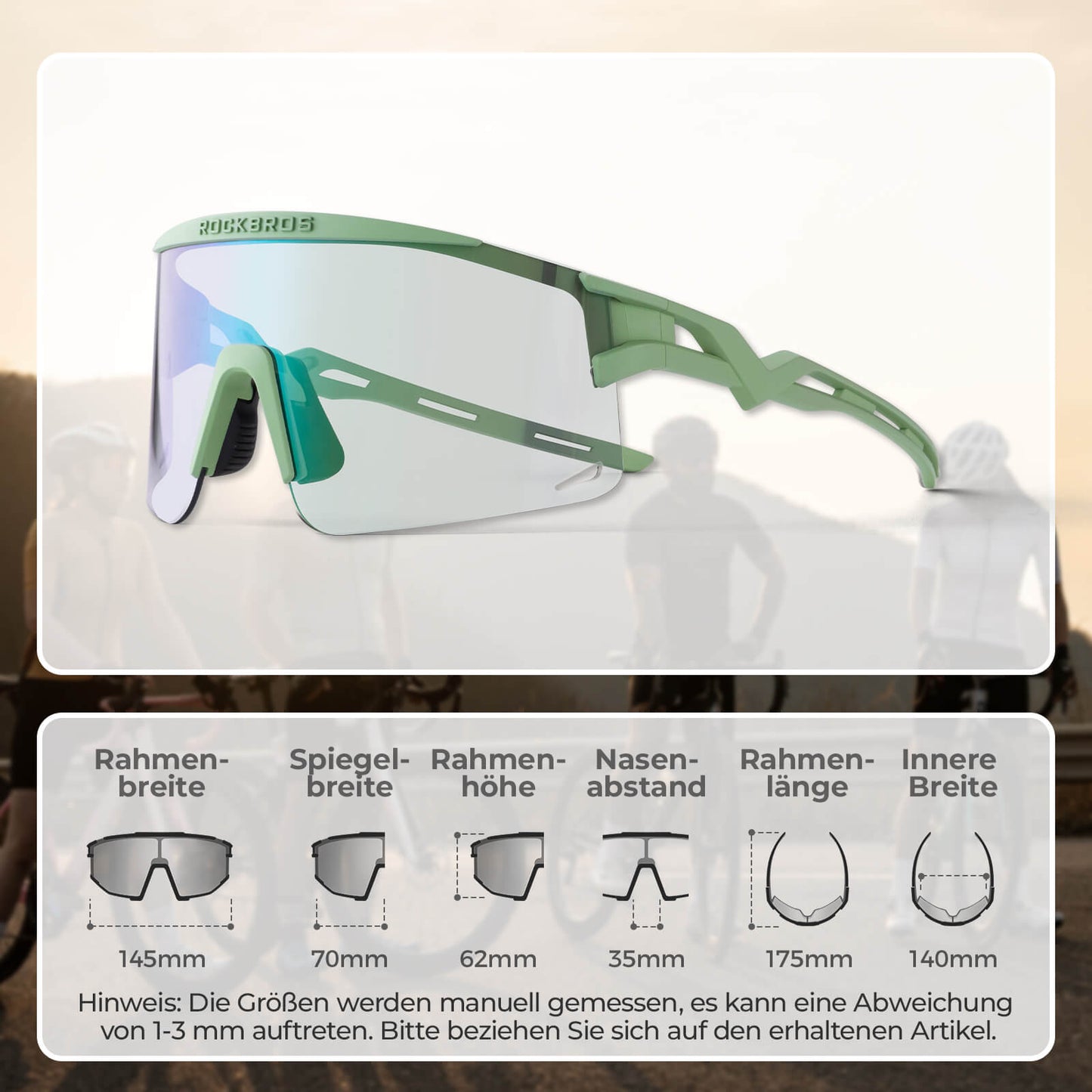 Cycling glasses, photochromic/polarized, windproof, UV protection, ROCKBROS