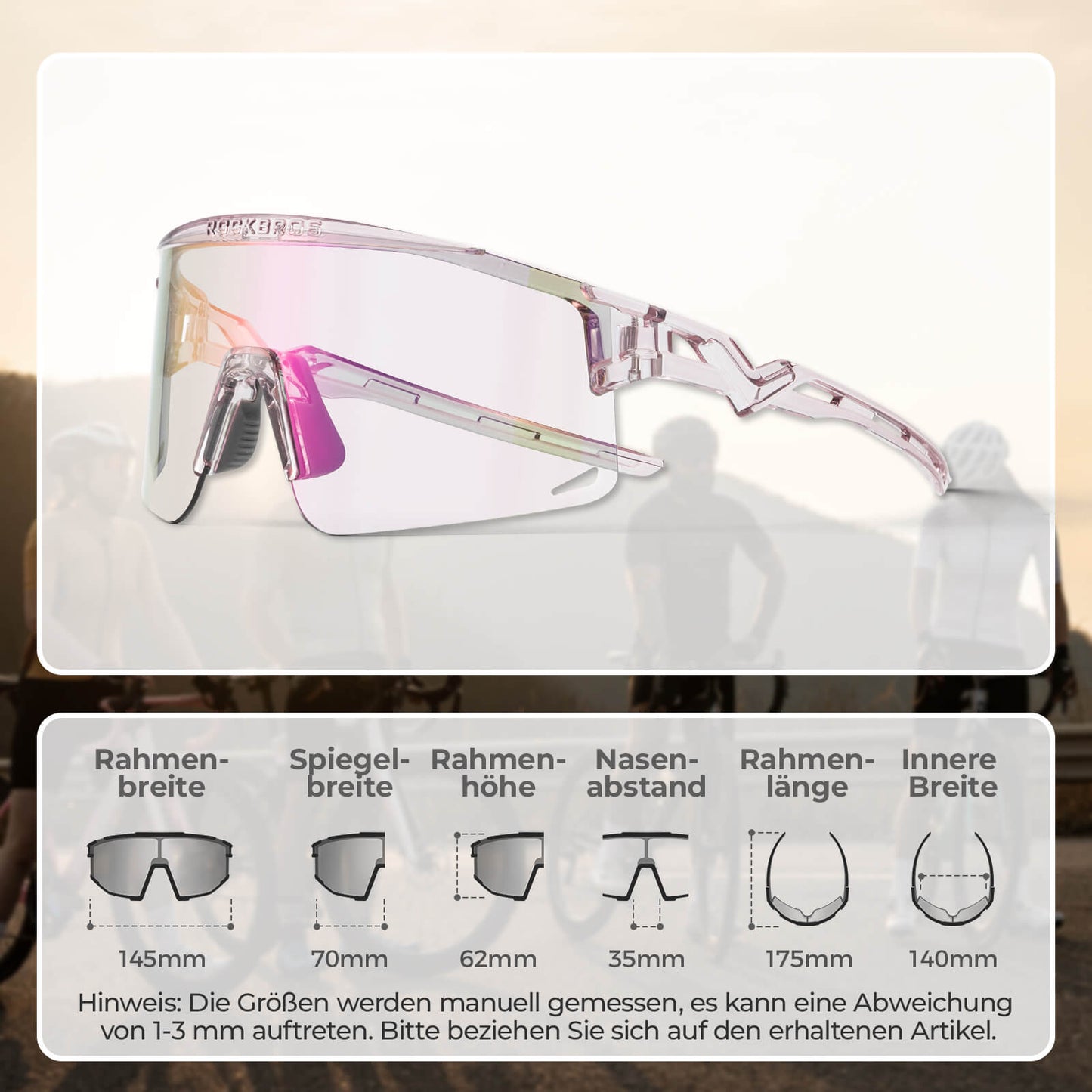 Cycling glasses, photochromic/polarized, windproof, UV protection, ROCKBROS