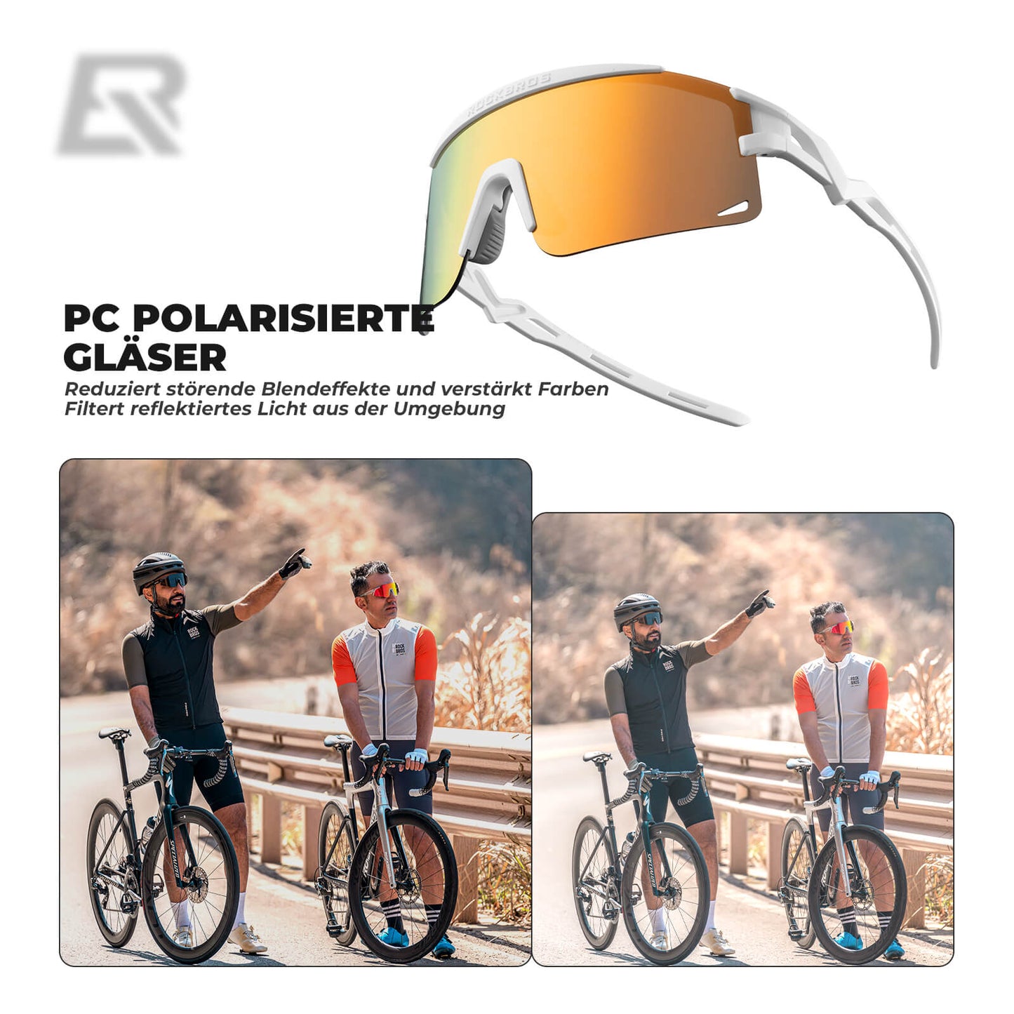 Cycling glasses, photochromic/polarized, windproof, UV protection, ROCKBROS