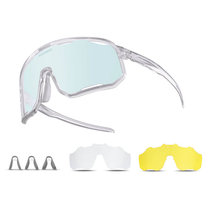 Cycling glasses, photochromic sunglasses, UV protection, interchangeable nose pads, women's/men's, ROCKBROS