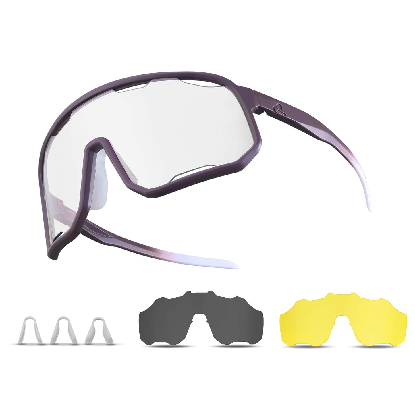 Cycling glasses, photochromic sunglasses, UV protection, interchangeable nose pads, women's/men's, ROCKBROS