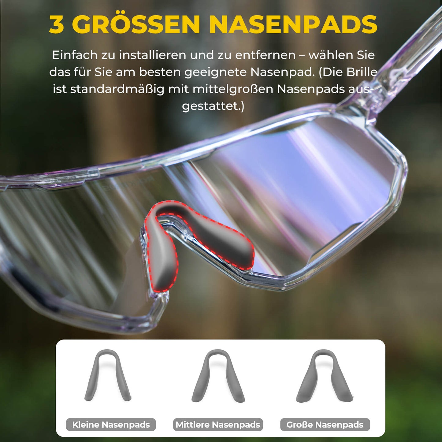 Cycling glasses, photochromic sunglasses, UV protection, interchangeable nose pads, women's/men's, ROCKBROS