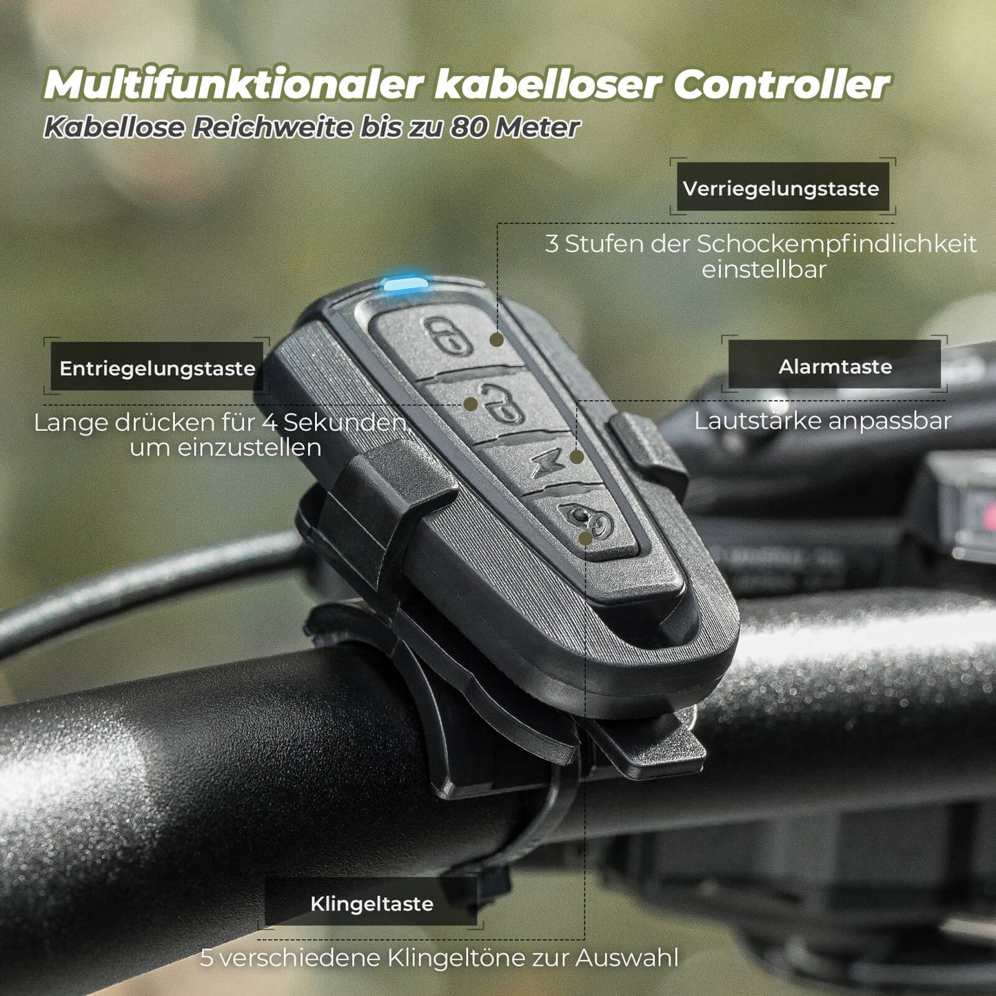 Wireless Electric Bicycle Bell with Warning Siren, IPX5, ROCKBROS