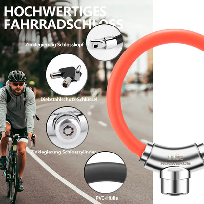 Bicycle lock cable lock with Velcro fasteners, no key required, ROCKBROS