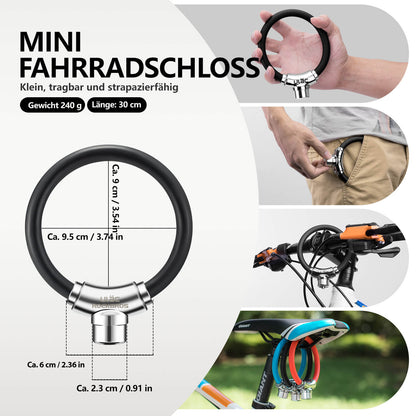 Bicycle lock cable lock with Velcro fasteners, no key required, ROCKBROS