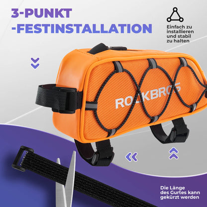ROCKBROS Oberrohrtasche 1 L Vollständig Reflektierend Weiß/Orange