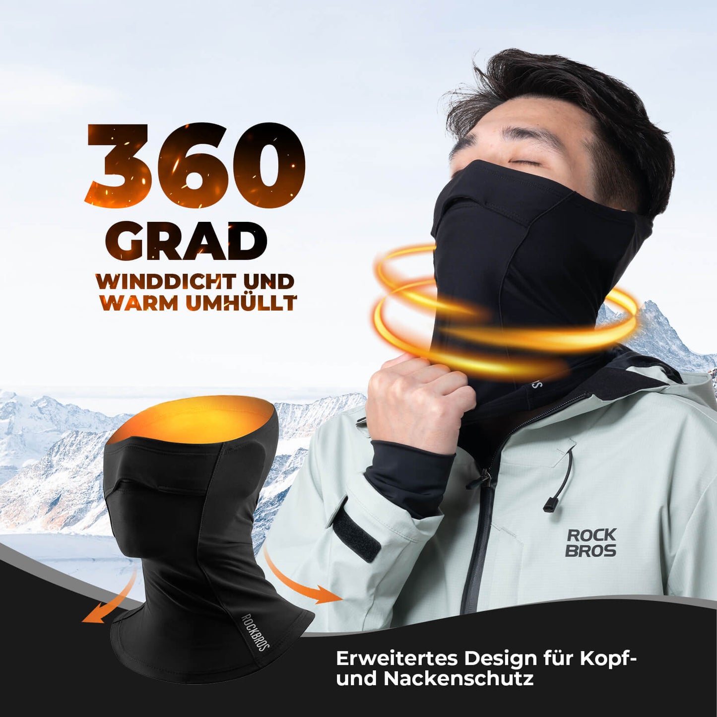 Half balaclava tube scarf, breathable and elastic, for cycling and climbing, ROCKBROS