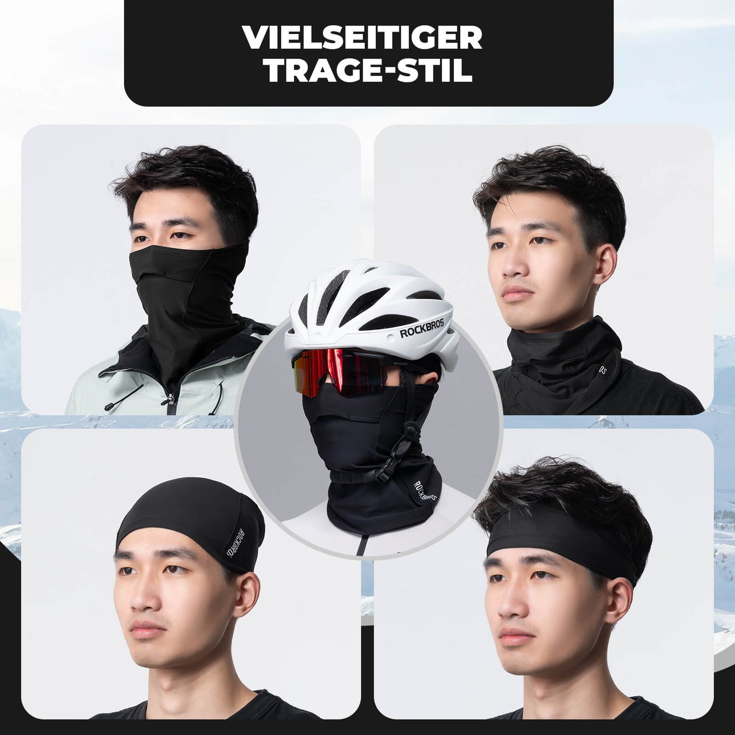 Half balaclava tube scarf, breathable and elastic, for cycling and climbing, ROCKBROS