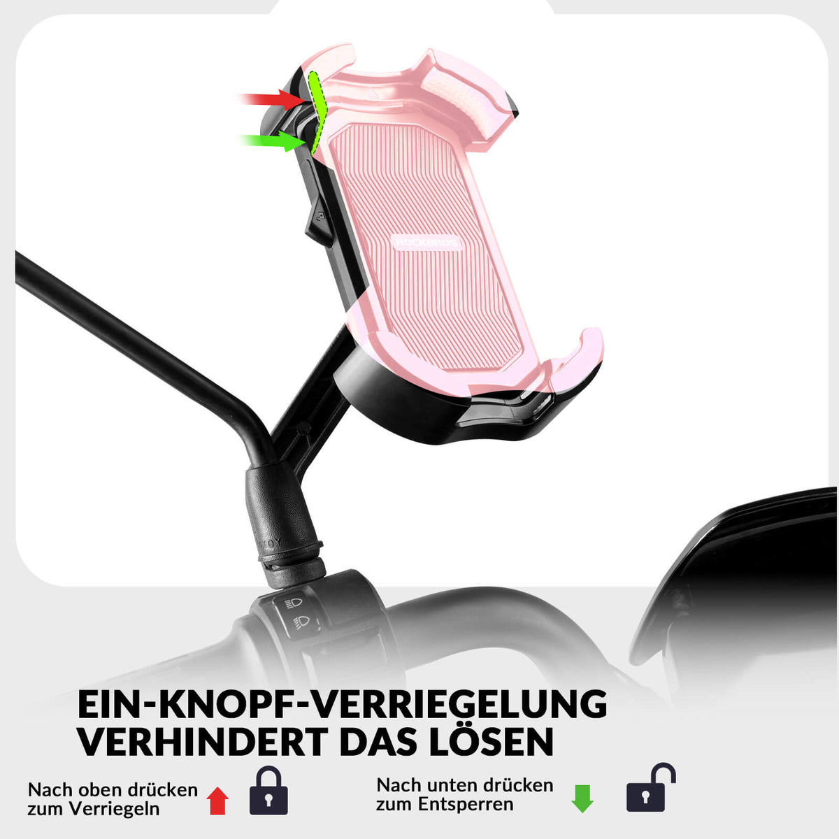 ROCKBROS Handyhalterung Fahrrad Handyhalter Motorrad 360° Drehbar für 4,7-7,0 Zoll