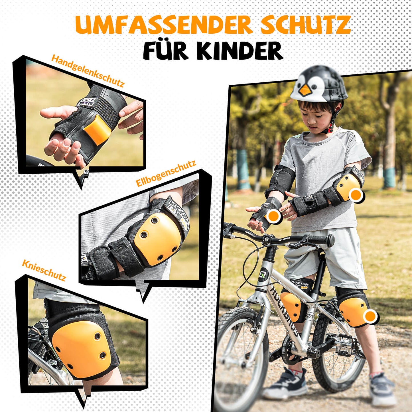 Kids' Knee Pads 6-in-1 Comfort Protector Set Bicycle Sports Protectors ROCKBROS