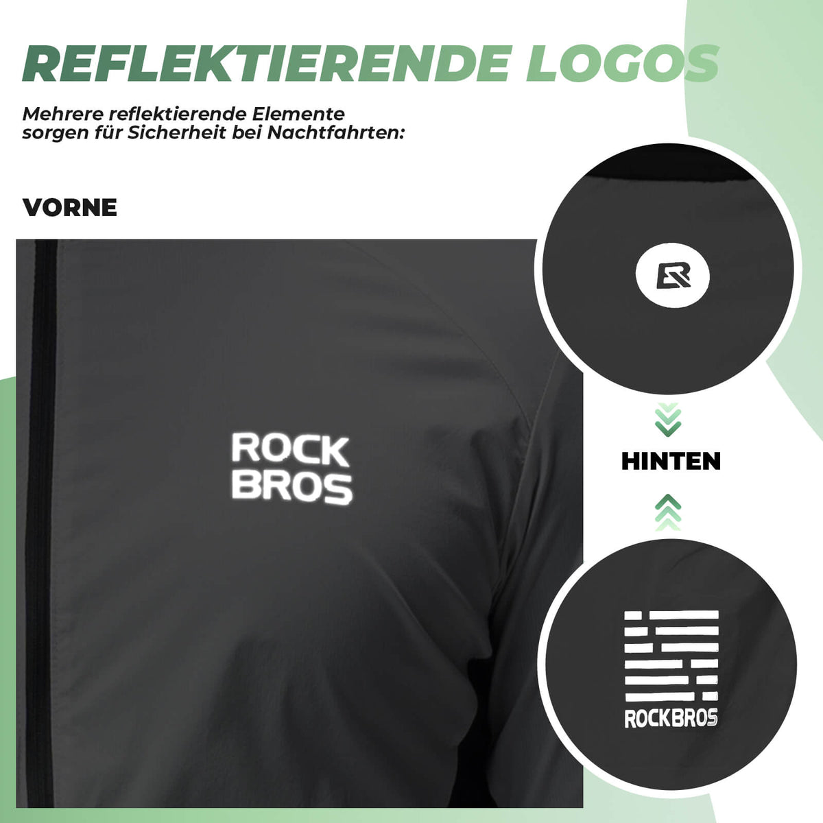 ROCKBROS Leichte Fahrradjacke Atmungsaktiv Reflektierend Grau Herren