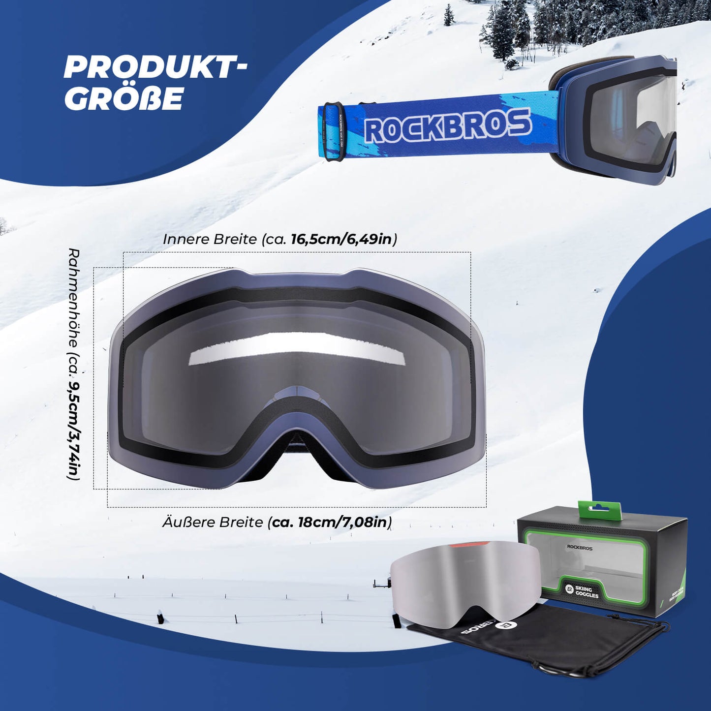 Ski goggles, snow goggles, polarized, helmet-compatible sports goggles, skiing, ROCKBROS