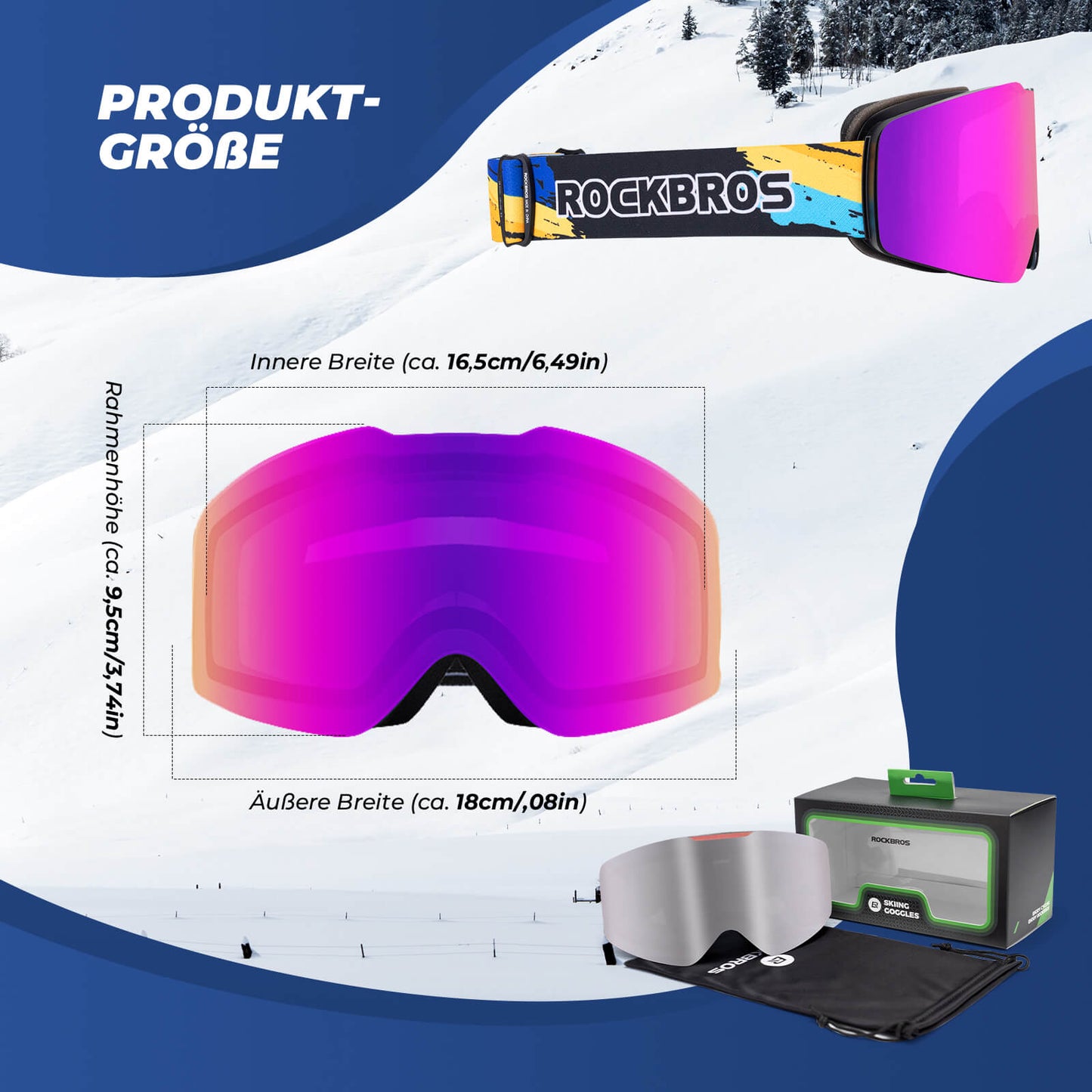 Ski goggles, snow goggles, polarized, helmet-compatible sports goggles, skiing, ROCKBROS