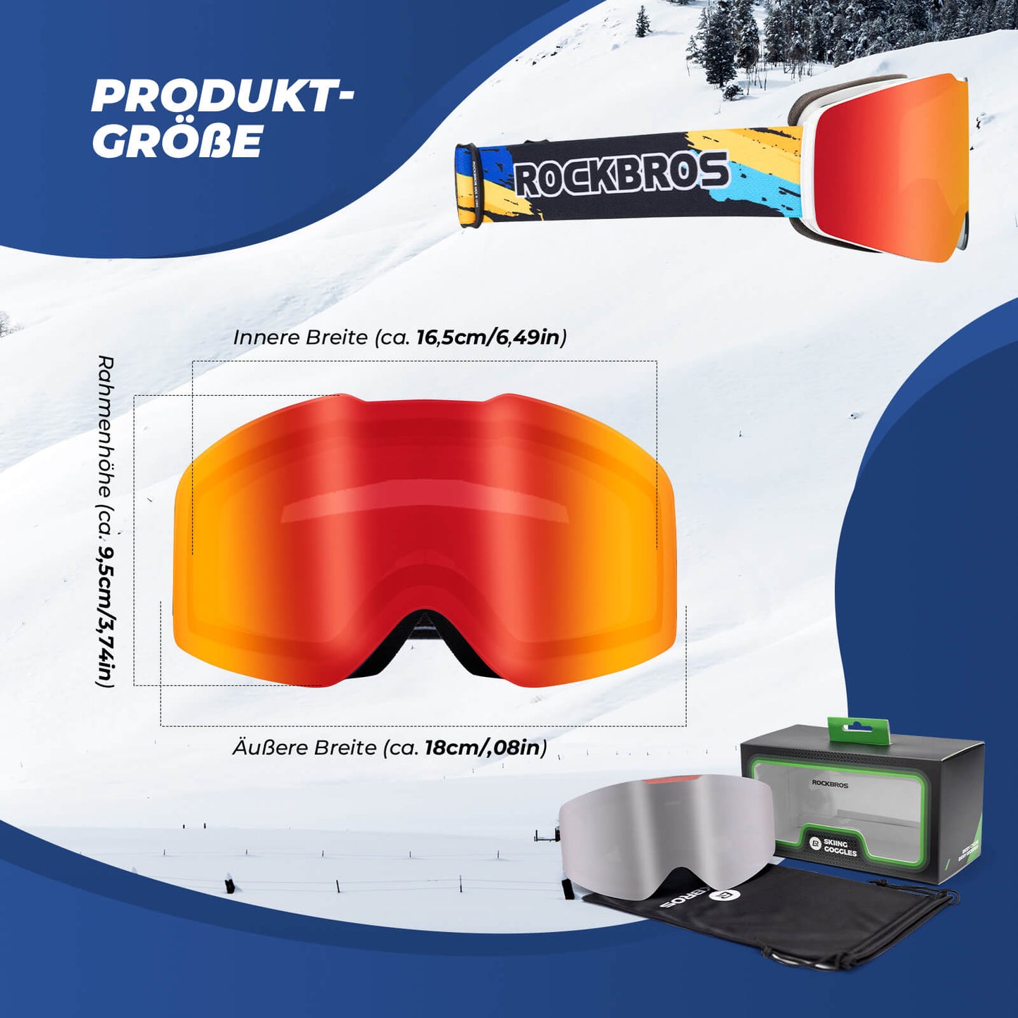 Ski goggles, snow goggles, polarized, helmet-compatible sports goggles, skiing, ROCKBROS