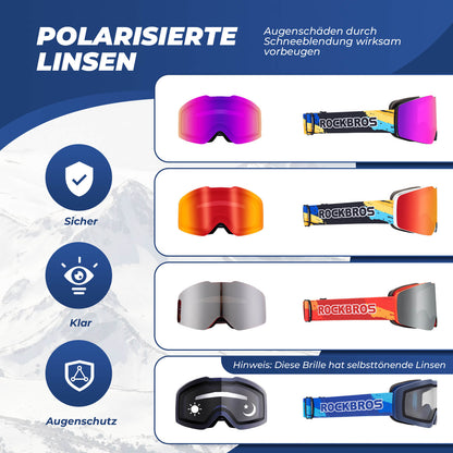 Ski goggles, snow goggles, polarized, helmet-compatible sports goggles, skiing, ROCKBROS