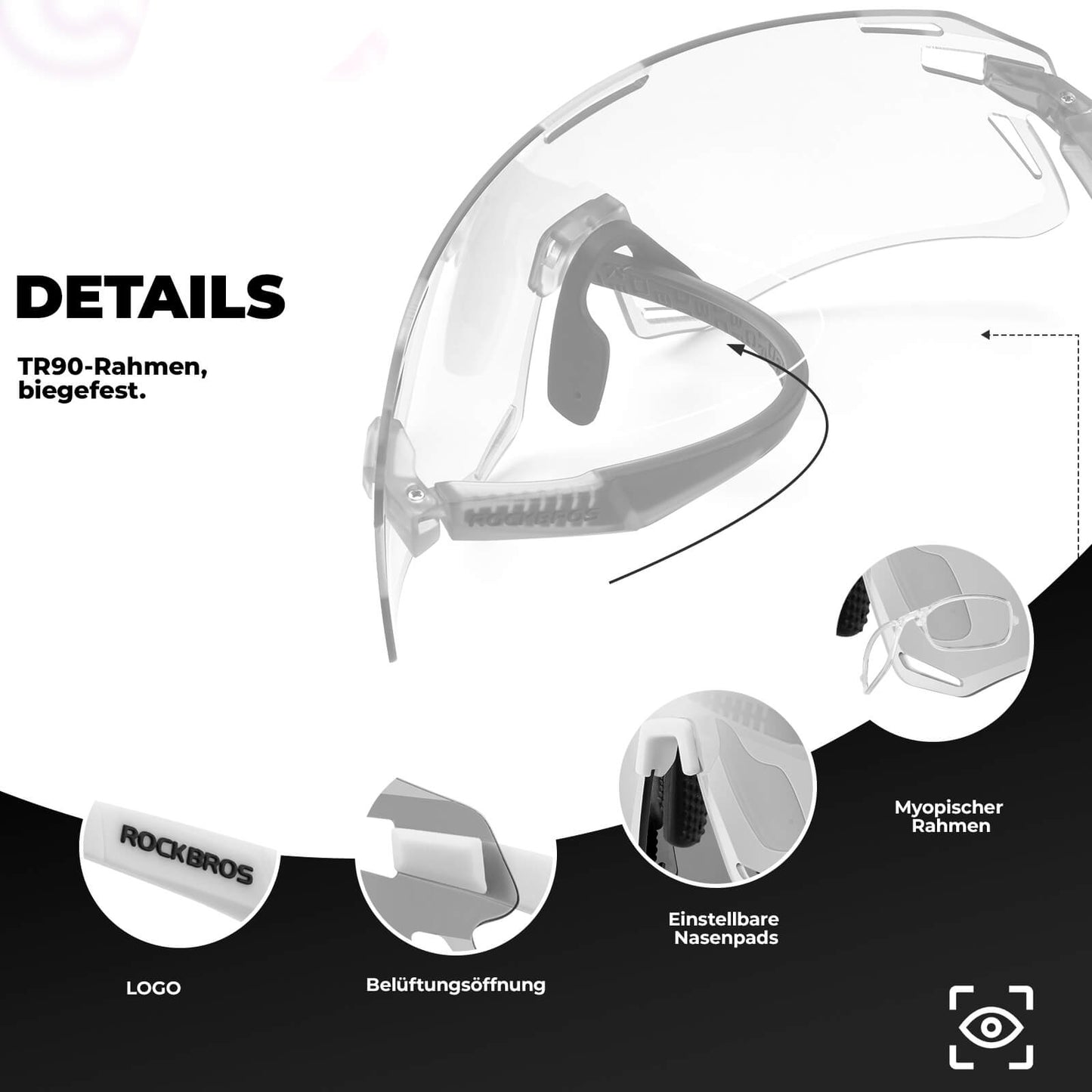 Sunglasses, windproof cycling glasses for outdoor sports, ROCKBROS