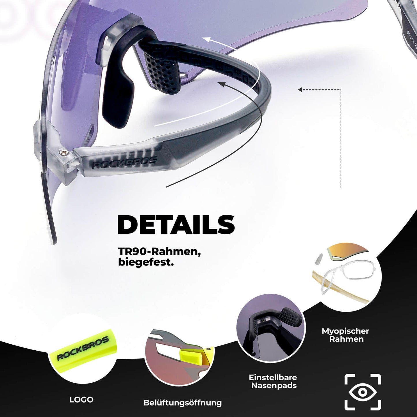 Sunglasses, windproof cycling glasses for outdoor sports, ROCKBROS