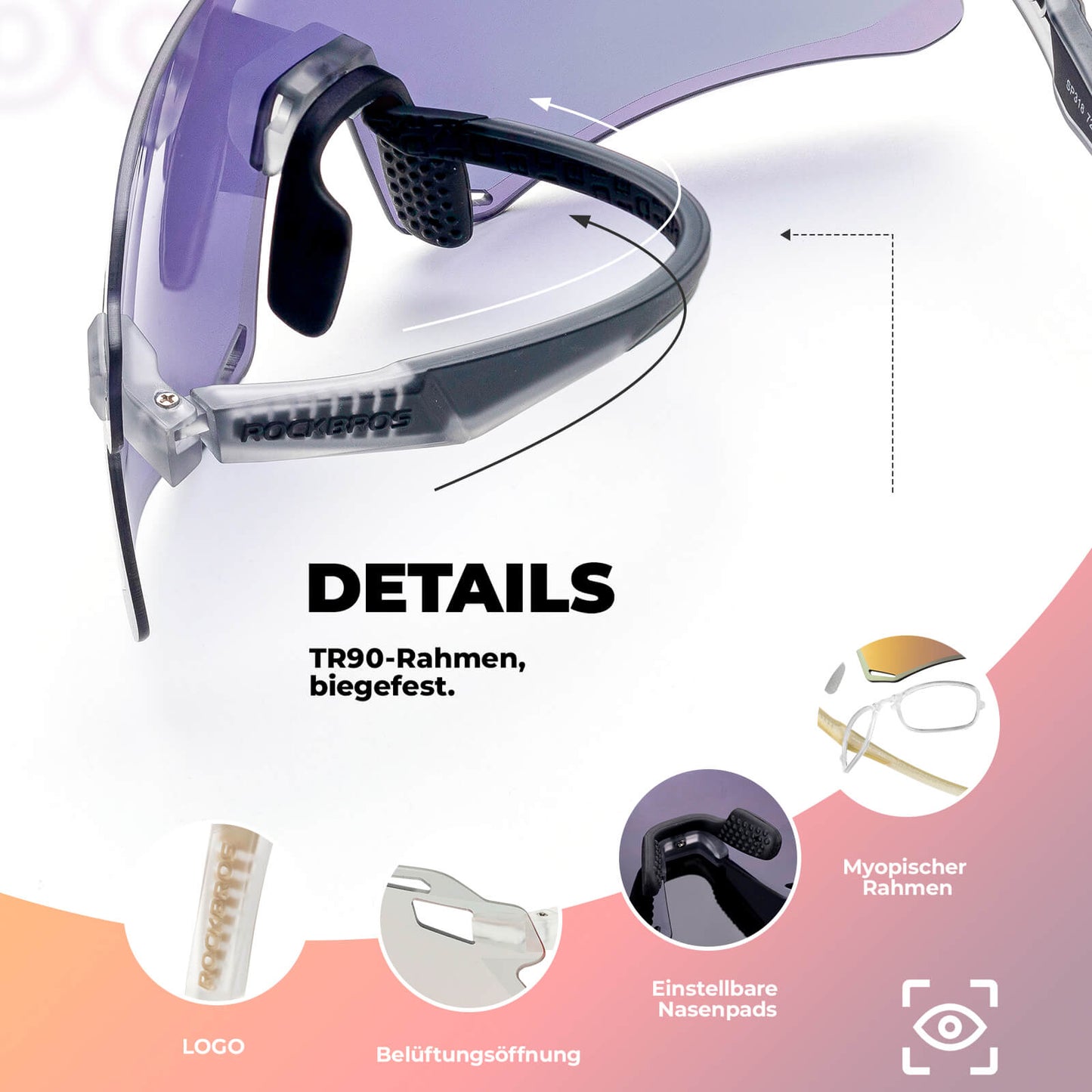 Sunglasses, windproof cycling glasses for outdoor sports, ROCKBROS