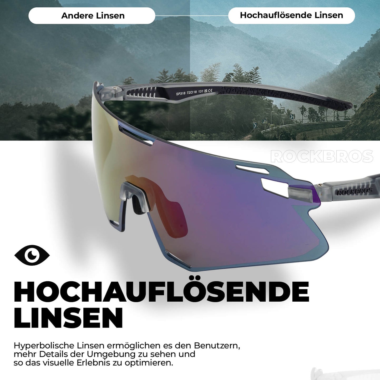 Sunglasses, windproof cycling glasses for outdoor sports, ROCKBROS