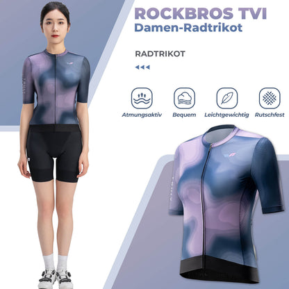 TVI Women's Short Sleeve Cycling Jersey Summer Quick-Drying with 3 Pockets ROCKBROS