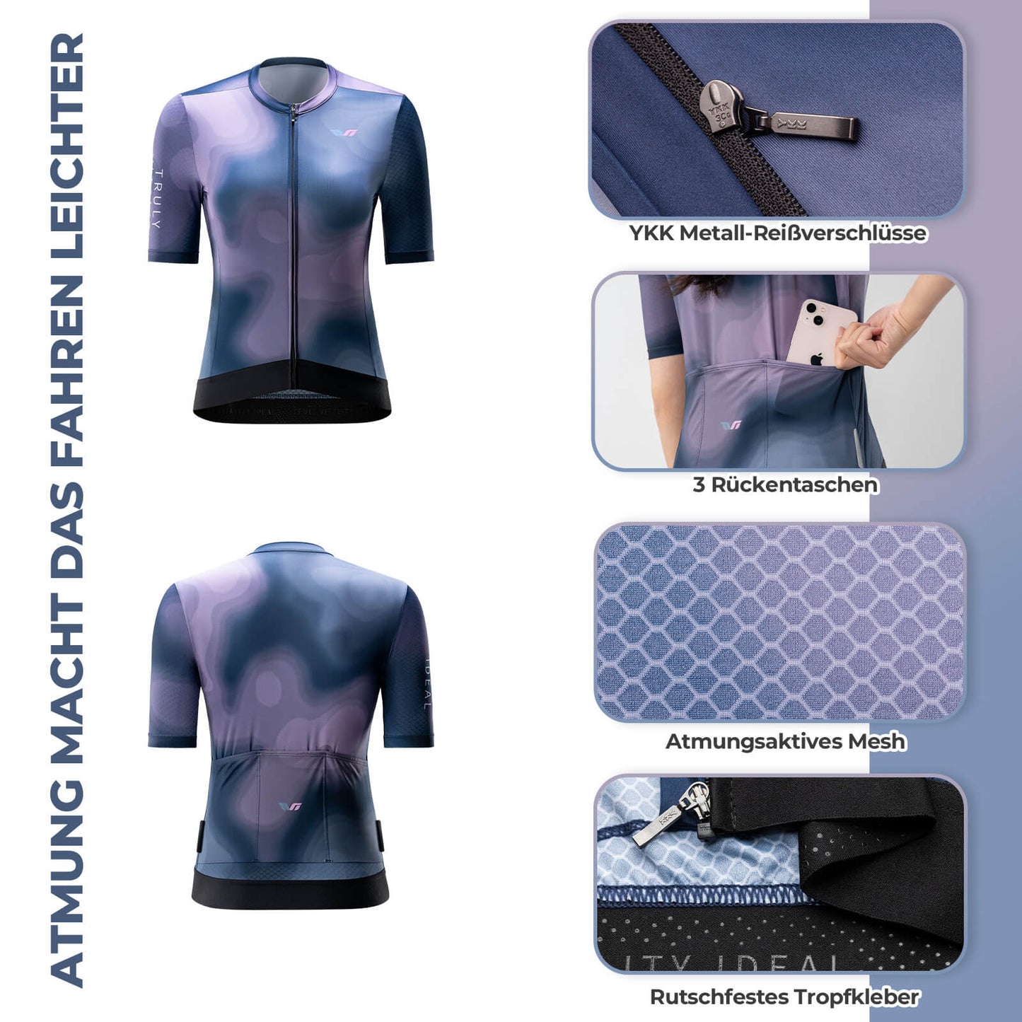 TVI Women's Short Sleeve Cycling Jersey Summer Quick-Drying with 3 Pockets ROCKBROS