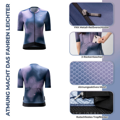 TVI Women's Short Sleeve Cycling Jersey Summer Quick-Drying with 3 Pockets ROCKBROS