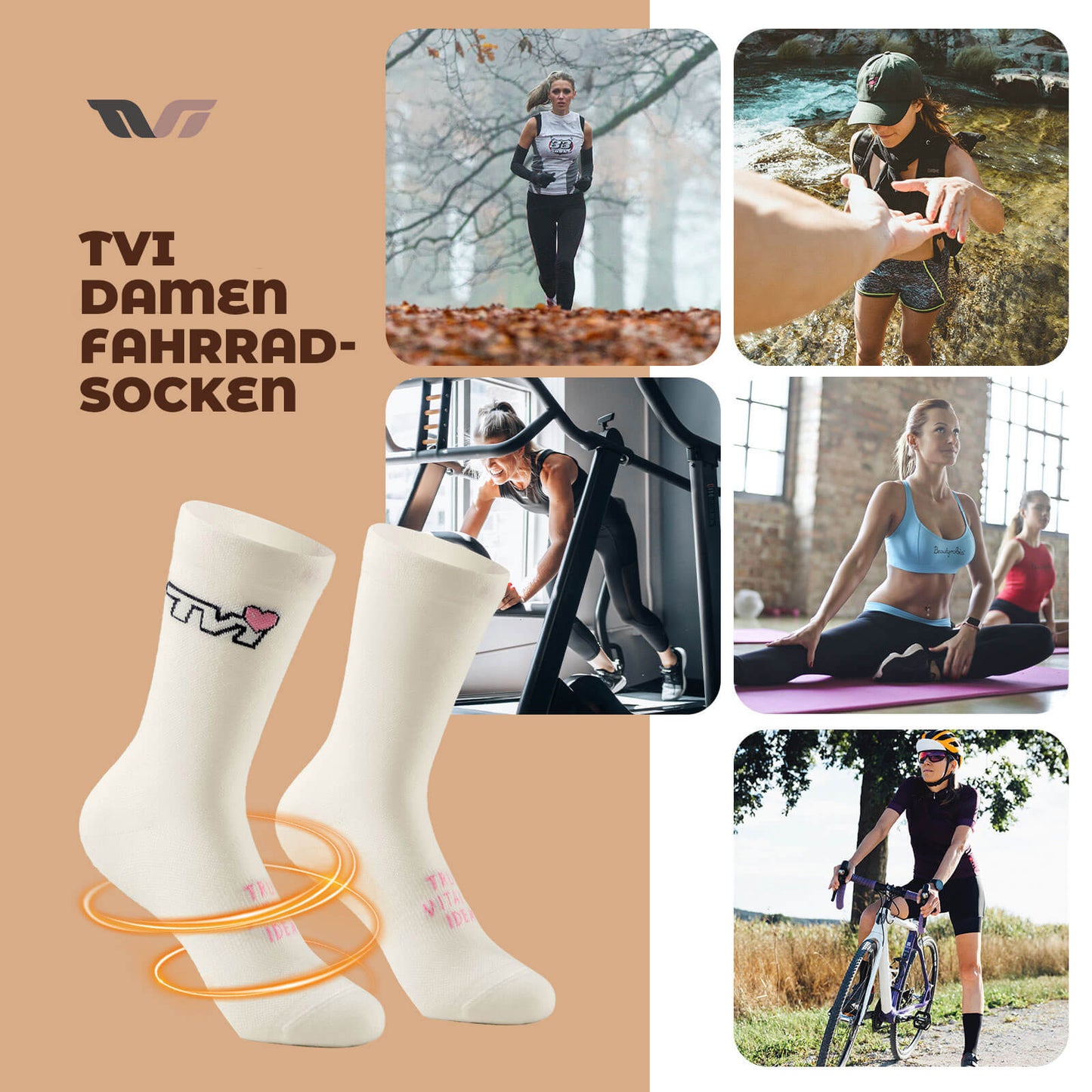 TVI Women's Sports Socks Breathable Cycling Socks Winter ROCKBROS