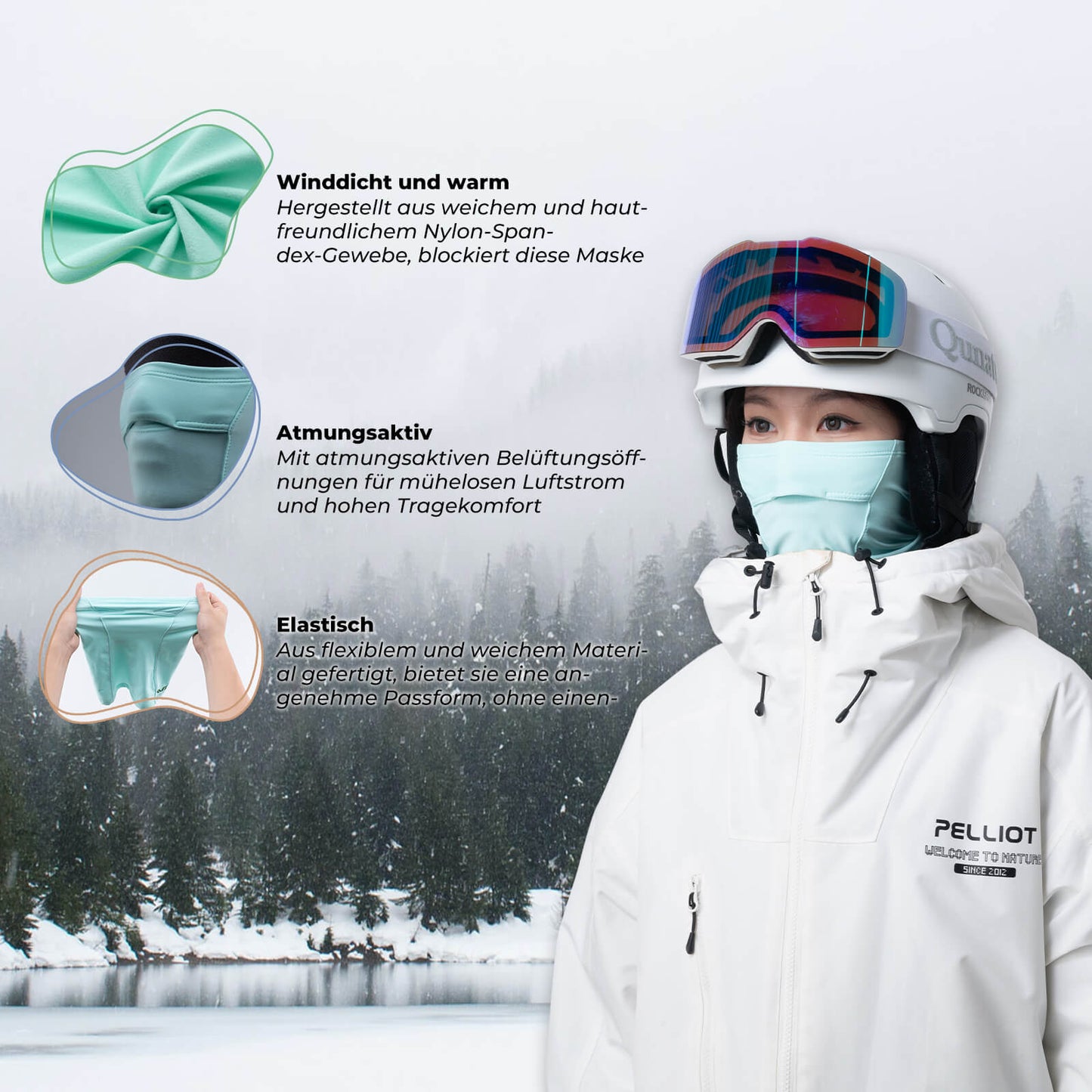 TVI Women's Balaclava with Ponytail Opening, Warm Green, ROCKBROS