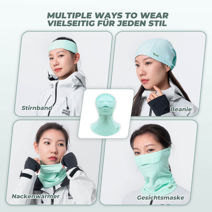 TVI Women's Balaclava with Ponytail Opening, Warm Green, ROCKBROS