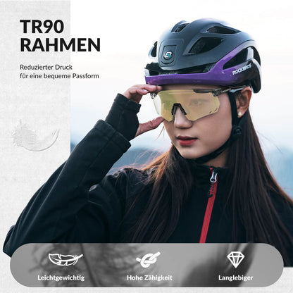 Ultralight cycling glasses, photochromic sunglasses with UV400 protection, ROCKBROS