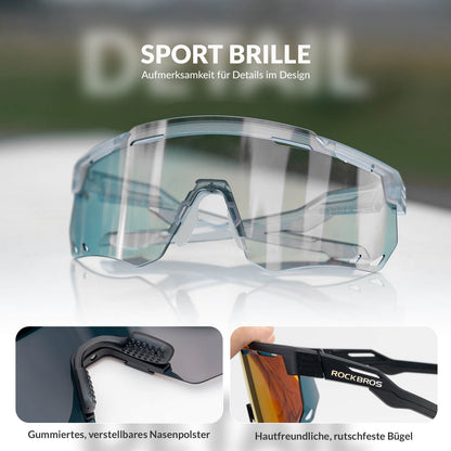 Ultralight cycling glasses, photochromic sunglasses with UV400 protection, ROCKBROS