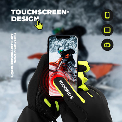 Winter Heated Cycling Gloves Touchscreen Gloves M-2XL ROCKBROS