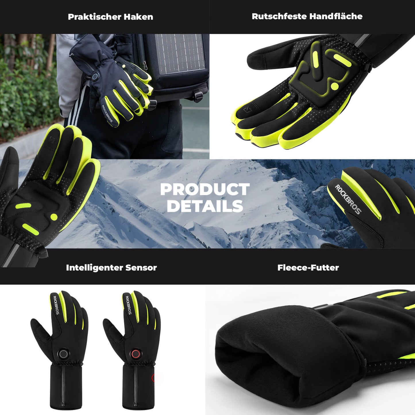 Winter Heated Cycling Gloves Touchscreen Gloves M-2XL ROCKBROS