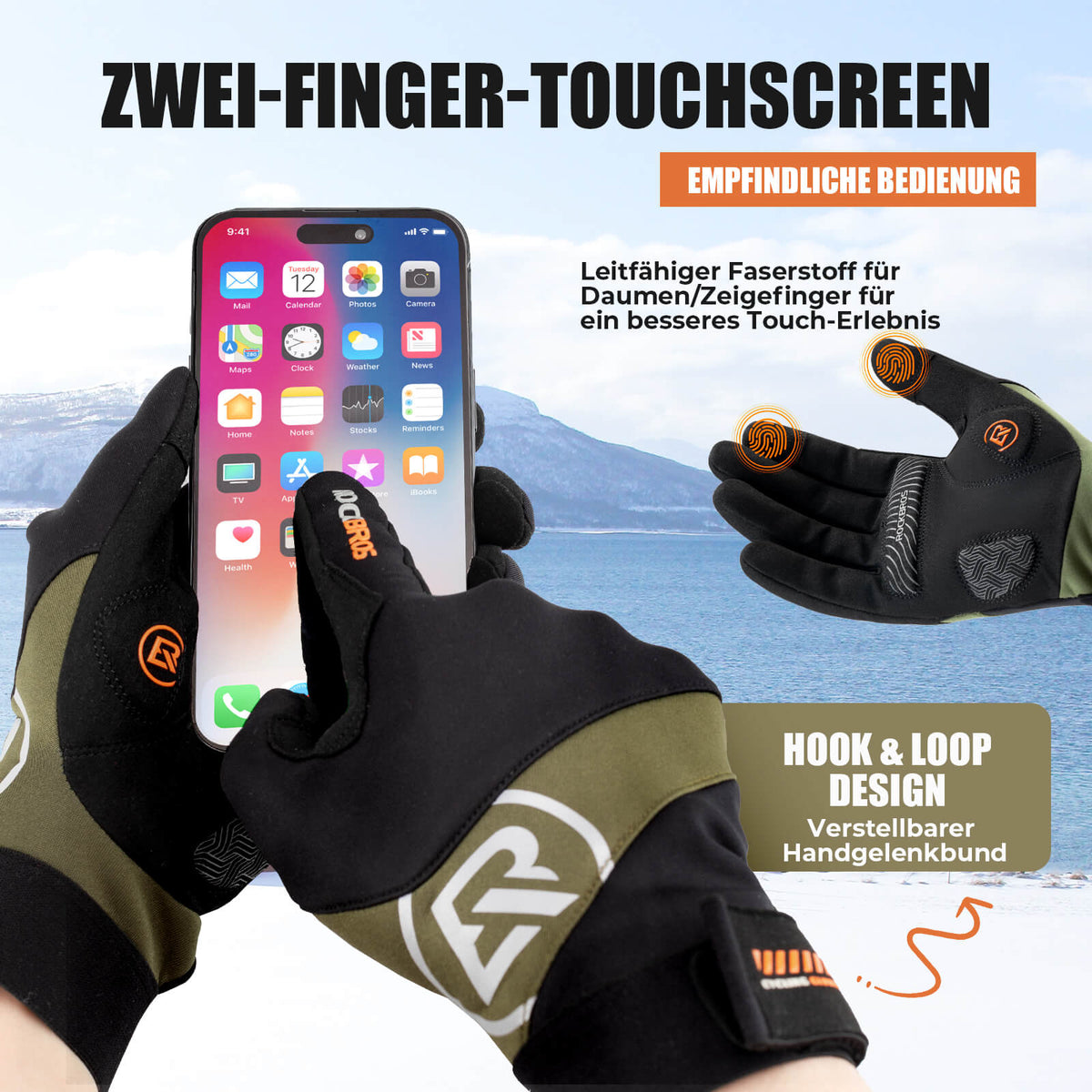 ROCKBROS Herbst Fahrradhandschuhe Touchscreen-fähig