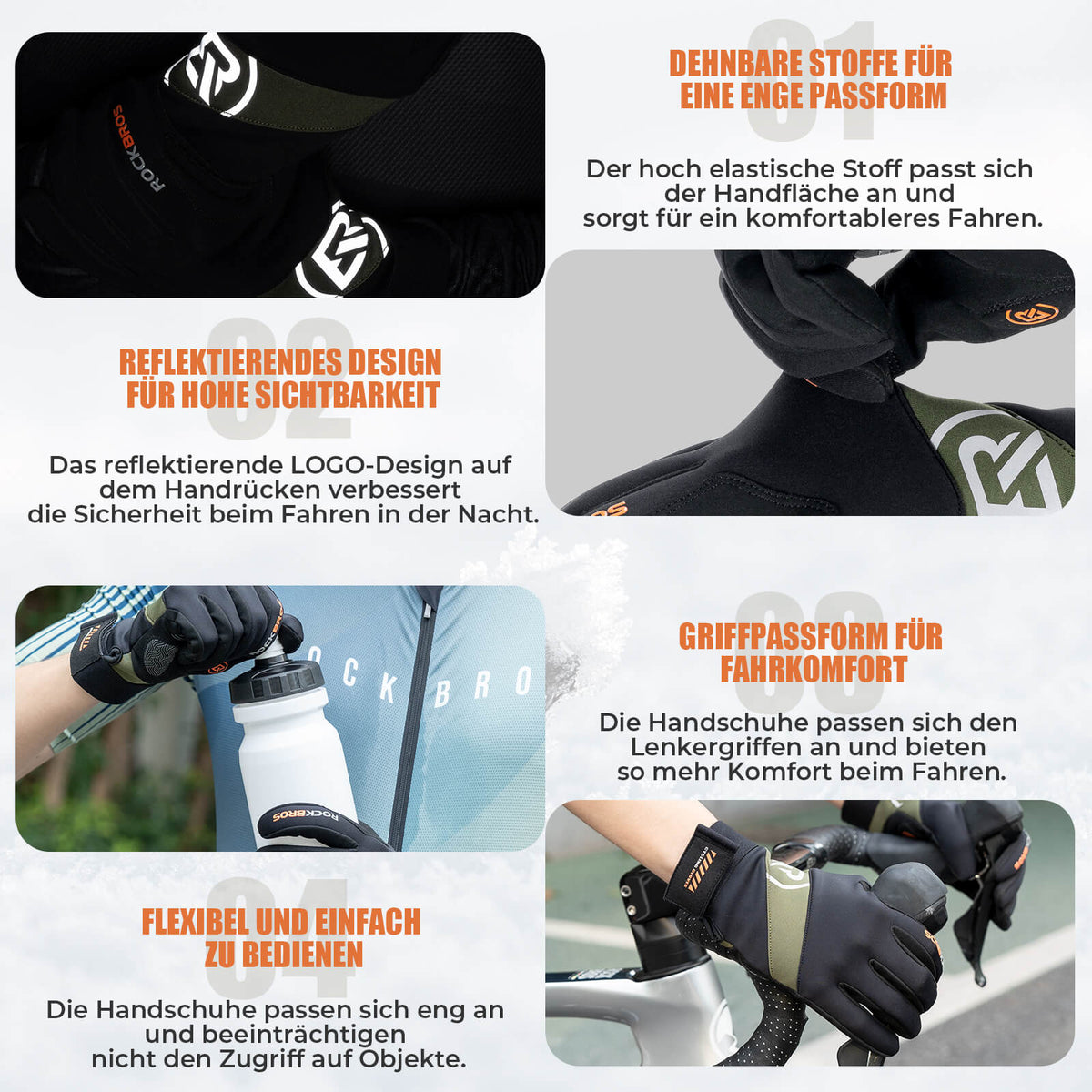 ROCKBROS Herbst Fahrradhandschuhe Touchscreen-fähig