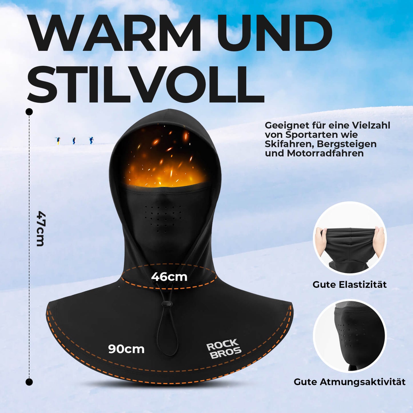 Winter balaclava face mask, warm windproof balaclava for men and women, ROCKBROS