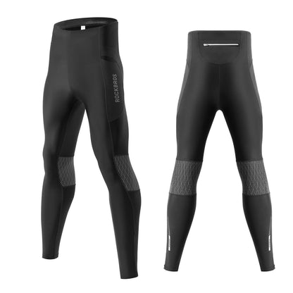 Winter thermal cycling pants, fleece compression leggings, 3 pockets, ROCKBROS