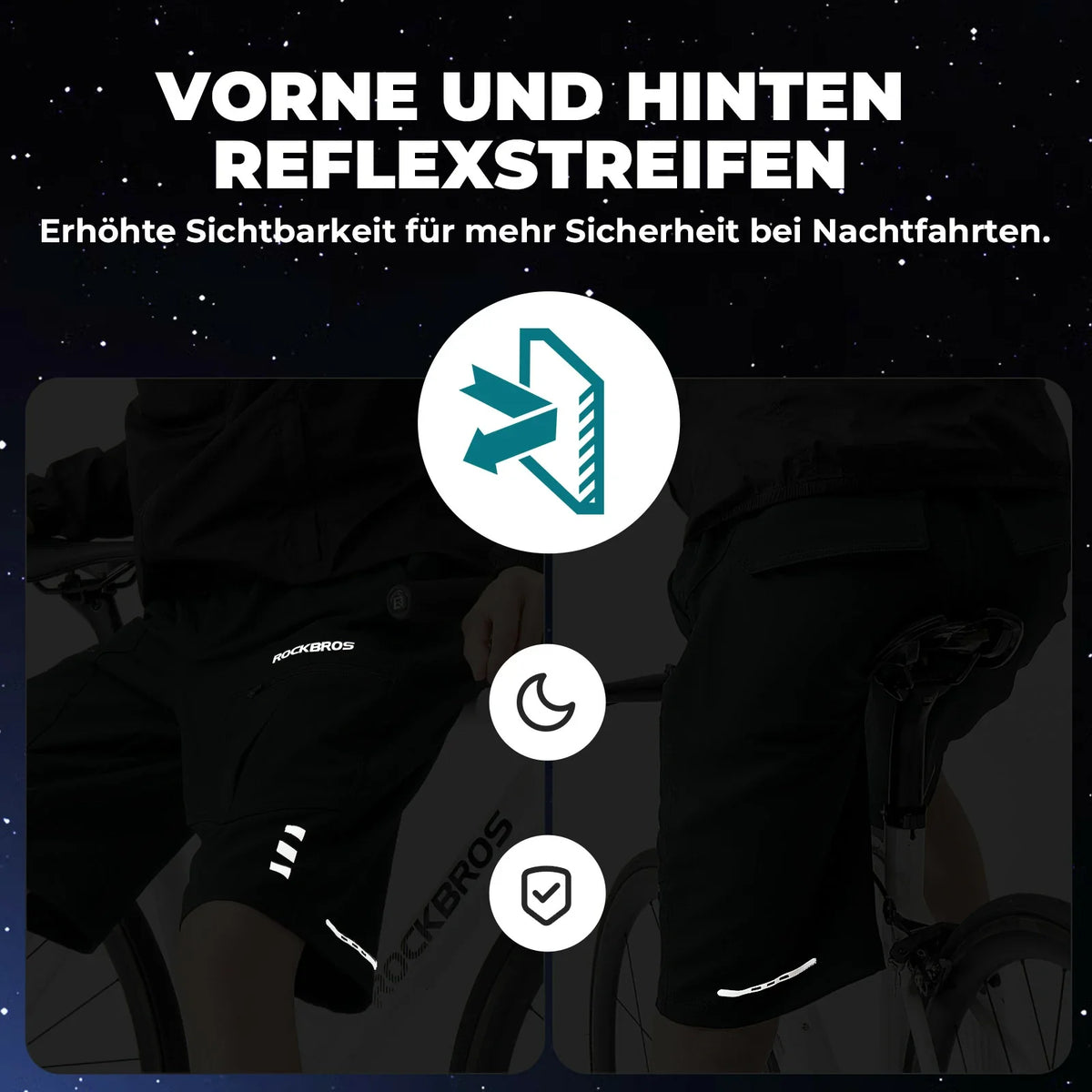 ROCKBROS Radlerhose Herren Gepolsterte Fahrradhose mit Sitzpolster 4D
