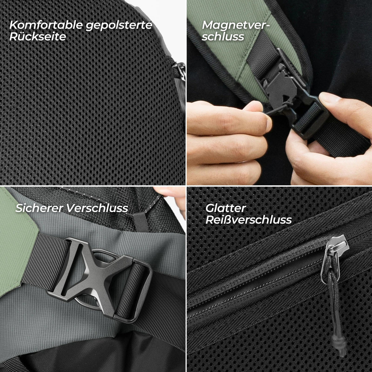 ROCKBROS Sling Bag Groß, Sling Rucksack mit Magnetverschluss, Crossbody-Tasche