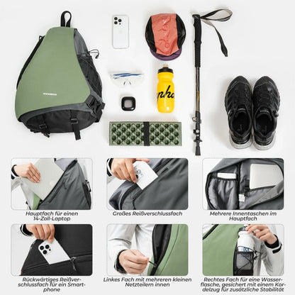 ROCKBROS Sling Bag Groß, Sling Rucksack mit Magnetverschluss, Crossbody-Tasche