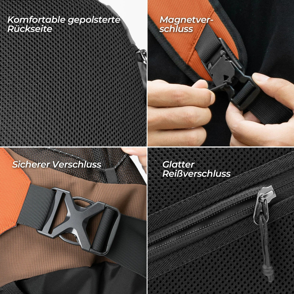 ROCKBROS Sling Bag Groß, Sling Rucksack mit Magnetverschluss, Crossbody-Tasche