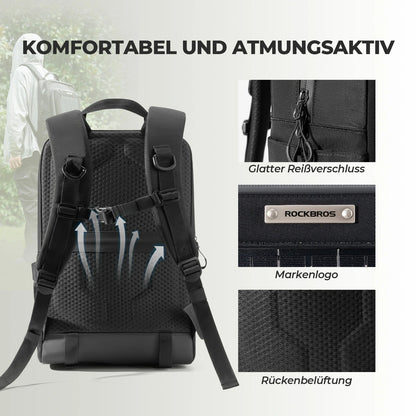 ROCKBROS Solarrucksack Solar Rucksack 20L mit Flexiblem Abnehmbarem 10V 14W