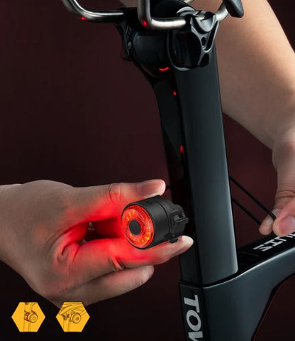 TOWILD TL03 Bicycle Rear Light Brake Auto Sensing Bike Tail Light USB Rechargeable Rear Light IPX7 Waterproof 3 Safety Modes Ultra Bright for Night Safety Riding