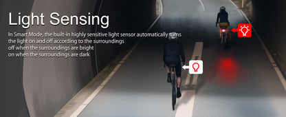 TOWILD TL03 Bicycle Rear Light Brake Auto Sensing Bike Tail Light USB Rechargeable Rear Light IPX7 Waterproof 3 Safety Modes Ultra Bright for Night Safety Riding