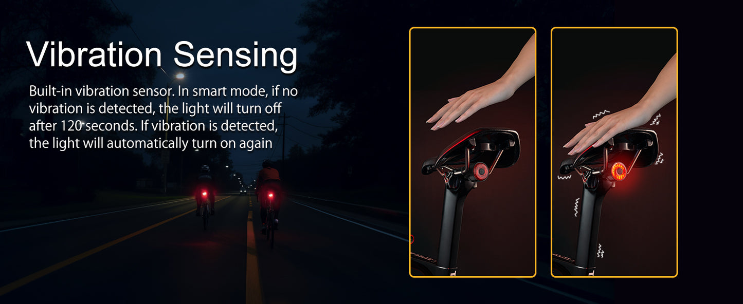 TOWILD TL03 Bicycle Rear Light Brake Auto Sensing Bike Tail Light USB Rechargeable Rear Light IPX7 Waterproof 3 Safety Modes Ultra Bright for Night Safety Riding