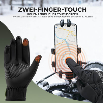 ROCKBROS Winter Fahrradhandschuhe Touchscreen - Thermogefüttert & Reflex